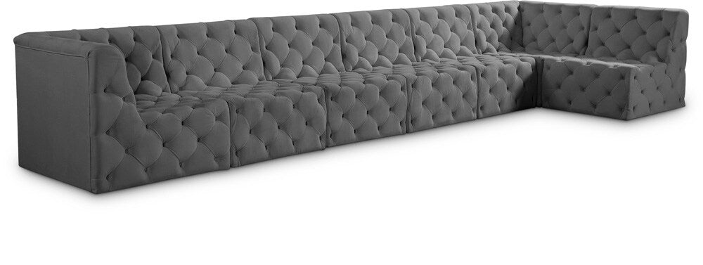 Meridian Furniture - Tuft Grey Velvet Modular Sectional - 7Pc - 680Grey-Sec7B veiw 1