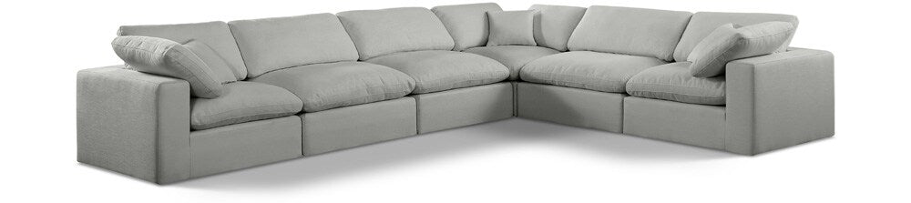 Meridian Furniture - Comfy Grey Linen Textured Fabric Modular Sectional - 6Pc - 187Grey-Sec6A veiw 1