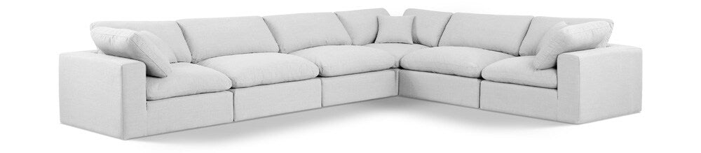 Meridian Furniture - Comfy White Linen Textured Fabric Modular Sectional - 6Pc - 187White-Sec6A veiw 1