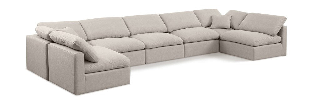 Meridian Furniture - Indulge Beige Linen Textured Fabric Modular Sectional - 7Pc - 141Beige-Sec7B veiw 1