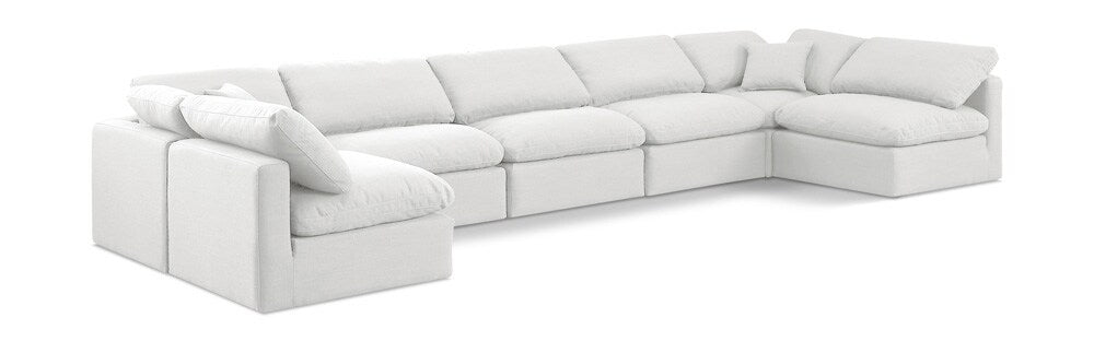 Meridian Furniture - Indulge White Linen Textured Fabric Modular Sectional - 7Pc - 141White-Sec7B veiw 1
