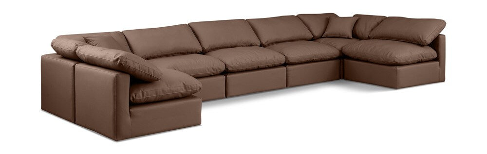 Meridian Furniture - Indulge Brown Vegan Leather Modular Sectional - 7Pc - 146Brown-Sec7B veiw 1