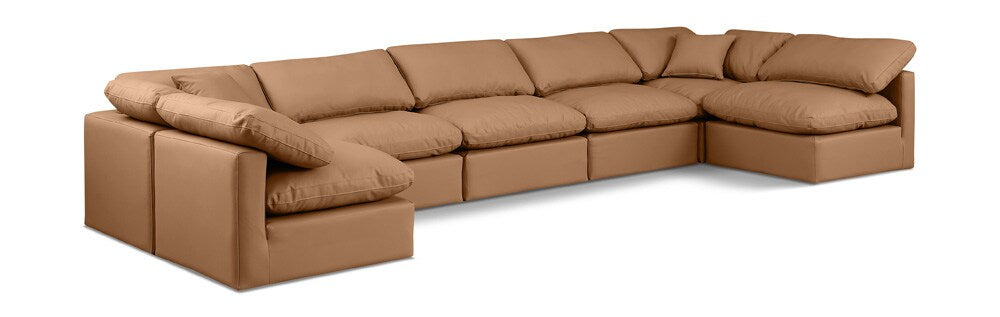 Meridian Furniture - Indulge Cognac Vegan Leather Modular Sectional - 7Pc - 146Cognac-Sec7B veiw 1
