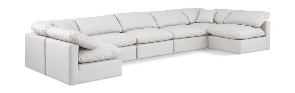 Meridian Furniture - Indulge Cream Vegan Leather Modular Sectional - 7Pc - 146Cream-Sec7B veiw 1