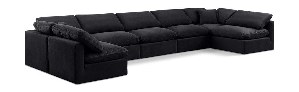 Meridian Furniture - Indulge Black Velvet Modular Sectional - 7Pc - 147Black-Sec7B veiw 1