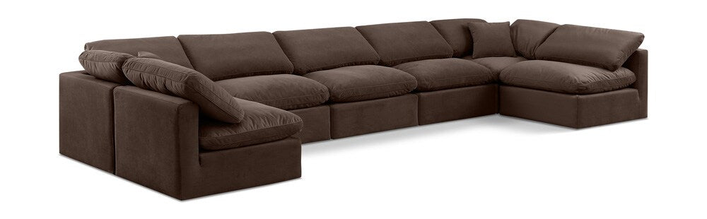 Meridian Furniture - Indulge Brown Velvet Modular Sectional - 7Pc - 147Brown-Sec7B veiw 1