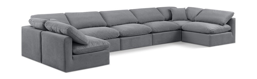 Meridian Furniture - Indulge Grey Velvet Modular Sectional - 7Pc - 147Grey-Sec7B veiw 1