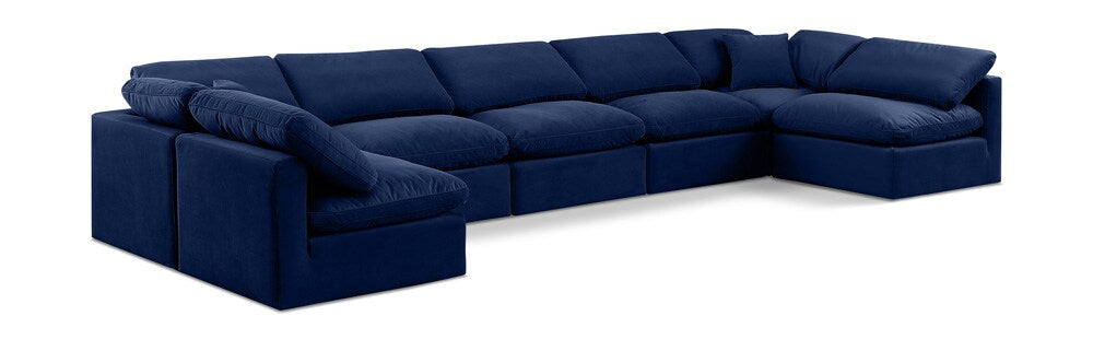 Meridian Furniture - Indulge Navy Velvet Modular Sectional - 7Pc - 147Navy-Sec7B veiw 1