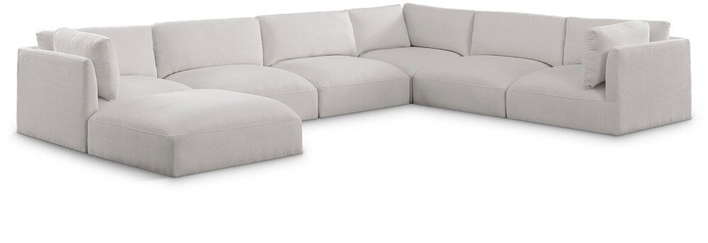 Meridian Furniture - Ease Cream Polyester Fabric Modular Sectional - 7Pc - 696Cream-Sec7A veiw 1