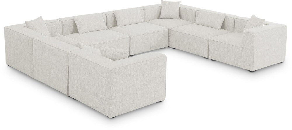Meridian Furniture - Cube Cream Durable Linen Textured Modular Sectional - 8Pc - 630Cream-Sec8A veiw 1