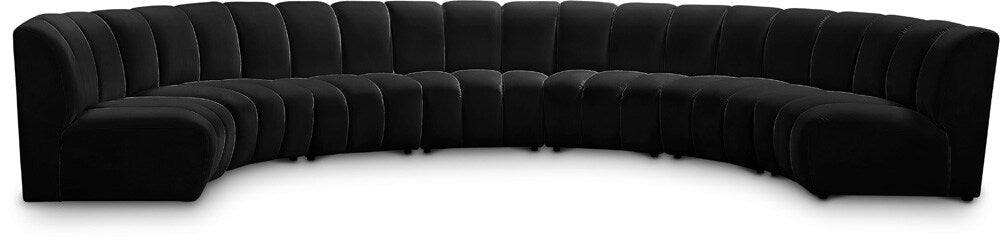 Meridian Furniture - Infinity Black Velvet 7pc. Modular Sectional - 638Black-7PC veiw 1