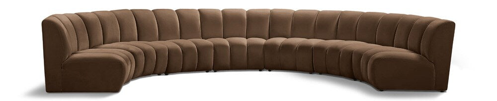 Meridian Furniture - Infinity Brown Velvet 7pc. Modular Sectional - 638Brown-7PC veiw 1