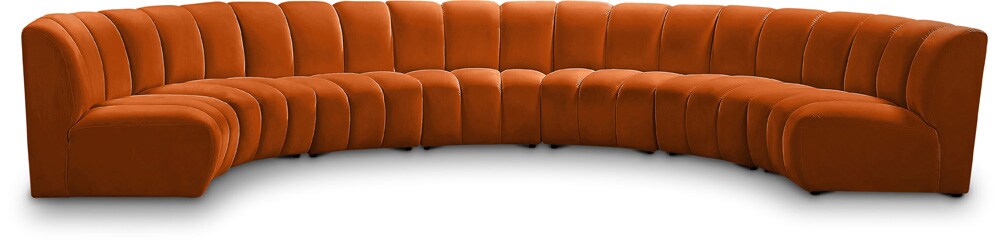 Meridian Furniture - Infinity Cognac Velvet 7pc. Modular Sectional - 638Cognac-7PC veiw 1