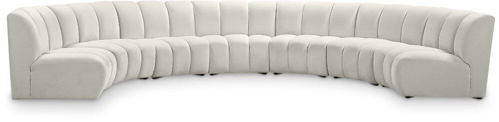 Meridian Furniture - Infinity Cream Velvet 7pc. Modular Sectional - 638Cream-7PC veiw 1