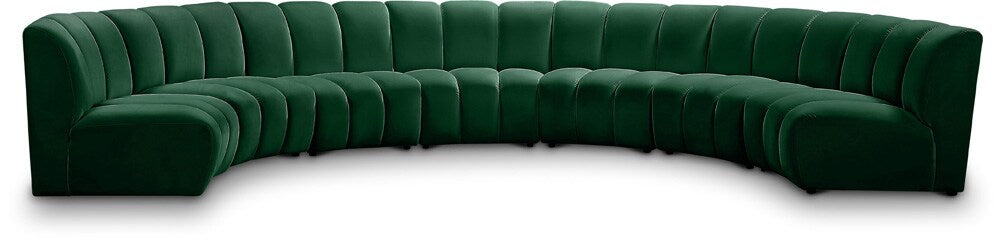 Meridian Furniture - Infinity Green Velvet 7pc. Modular Sectional - 638Green-7PC veiw 1