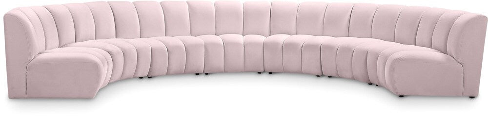 Meridian Furniture - Infinity Pink Velvet 7pc. Modular Sectional - 638Pink-7PC veiw 1