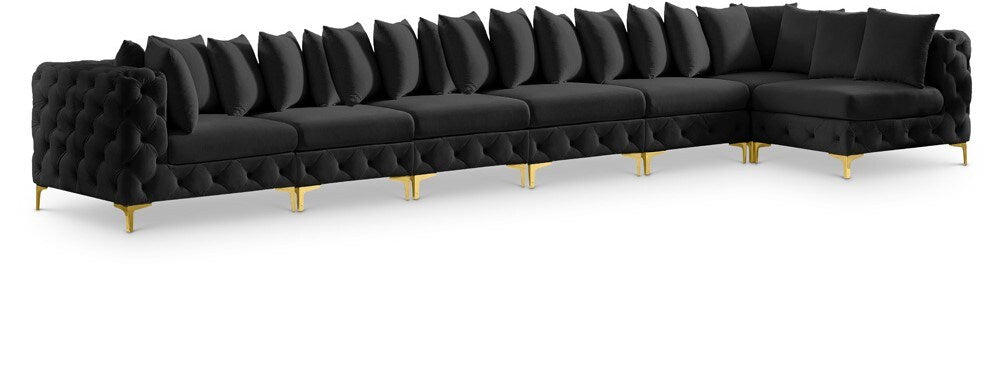 Meridian Furniture - Tremblay Black Velvet Modular Sectional - 7Pc - 686Black-Sec7B veiw 1