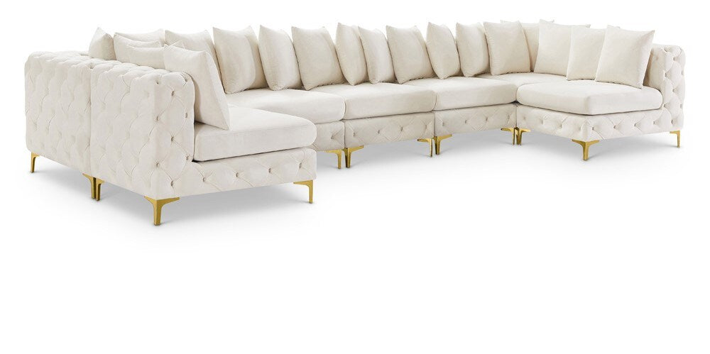 Meridian Furniture - Tremblay Cream Velvet Modular Sectional - 7Pc - 686Cream-Sec7C veiw 1
