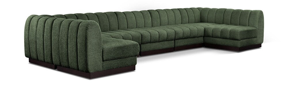 Meridian Furniture - Quinn Green Chenille Fabric Modular Sectional - 7Pc - 124Green-Sec7A veiw 1