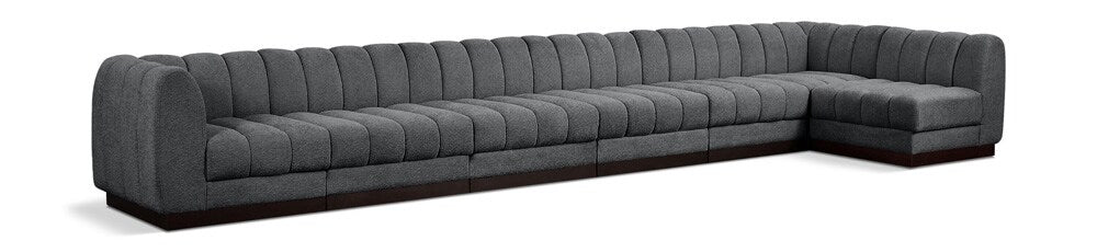 Meridian Furniture - Quinn Grey Chenille Fabric Modular Sectional - 7Pc - 124Grey-Sec7B veiw 1
