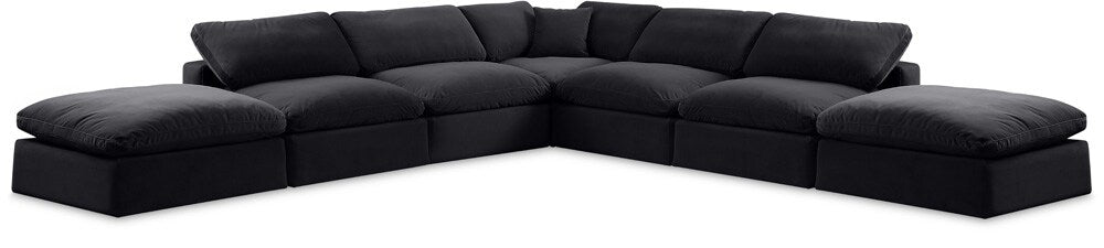 Meridian Furniture - Comfy Black Velvet Modular Sectional - 7Pc - 189Black-Sec7C veiw 1