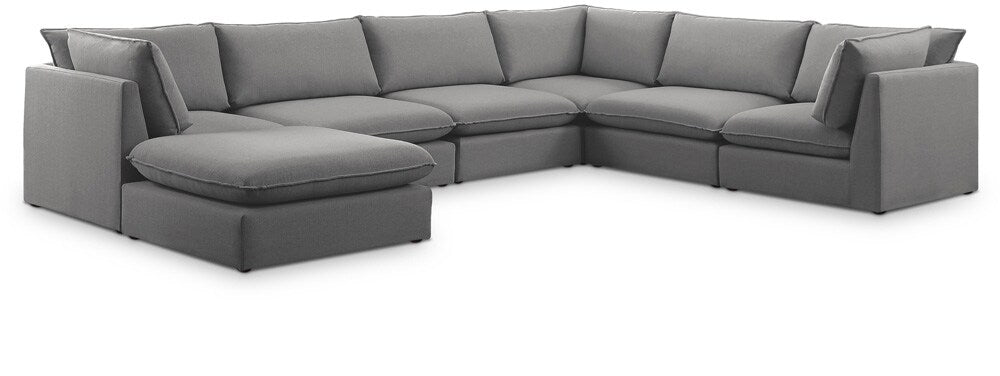 Meridian Furniture - Mackenzie Grey Durable Linen Textured Modular Sectional - 7Pc - 688Grey-Sec7B veiw 1