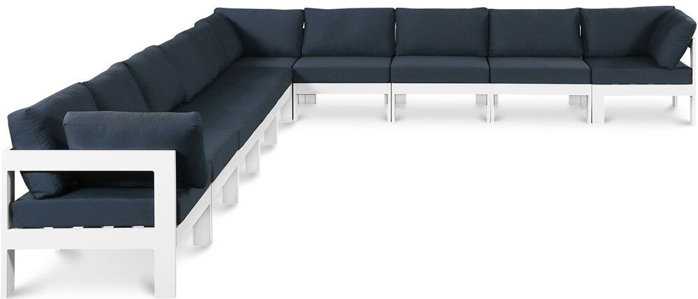 Meridian Furniture - Nizuc Navy Water Resistant Fabric Outdoor Patio Modular Sectional - 10Pc - 375Navy-Sec10A veiw 1