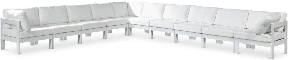 Meridian Furniture - Nizuc White Water Resistant Fabric Outdoor Patio Modular Sectional - 10Pc - 375White-Sec10A veiw 1