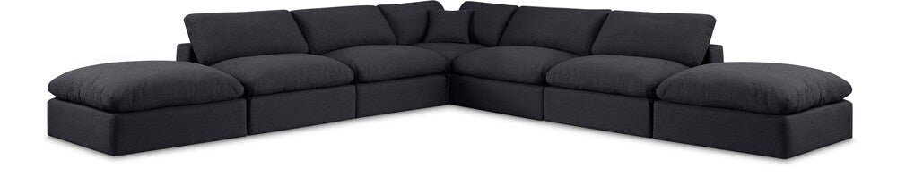 Meridian Furniture - Comfy Black Linen Textured Fabric Modular Sectional - 7Pc - 187Black-Sec7C veiw 1