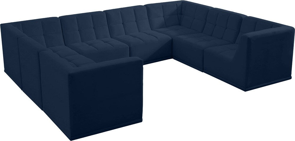 Meridian Furniture - Relax Navy Velvet Modular Sectional - 8Pc - 650Navy-Sec8A veiw 1