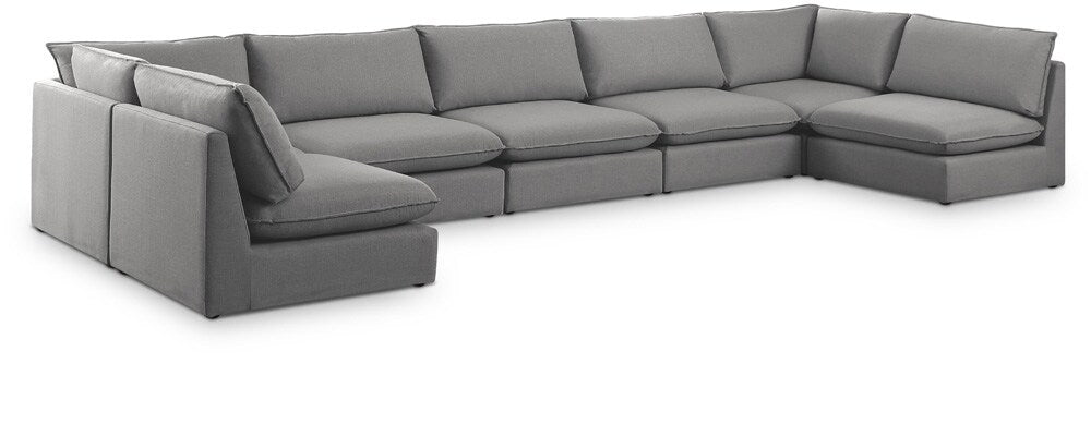 Meridian Furniture - Mackenzie Grey Durable Linen Textured Modular Sectional - 7Pc - 688Grey-Sec7A veiw 1