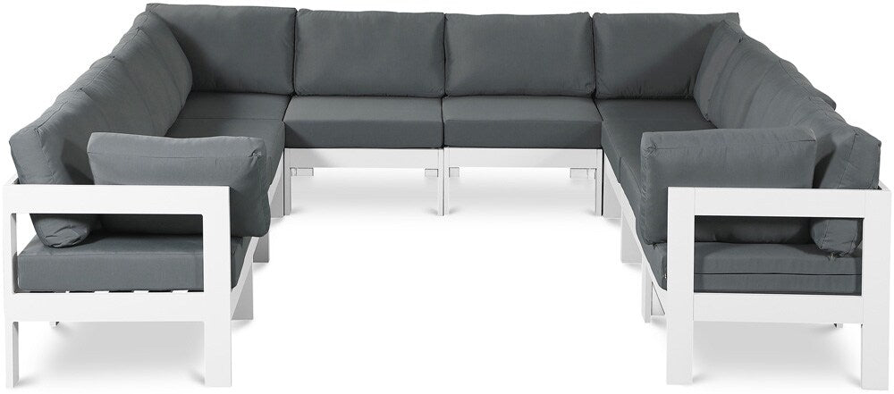 Meridian Furniture - Nizuc Grey Water Resistant Fabric Outdoor Patio Modular Sectional - 10Pc - 375Grey-Sec10B veiw 1