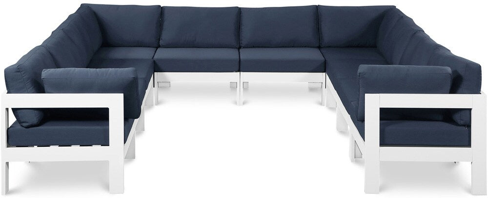 Meridian Furniture - Nizuc Navy Water Resistant Fabric Outdoor Patio Modular Sectional - 10Pc - 375Navy-Sec10B veiw 1