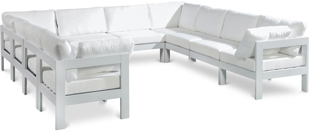 Meridian Furniture - Nizuc White Water Resistant Fabric Outdoor Patio Modular Sectional - 10Pc - 375White-Sec10B veiw 1