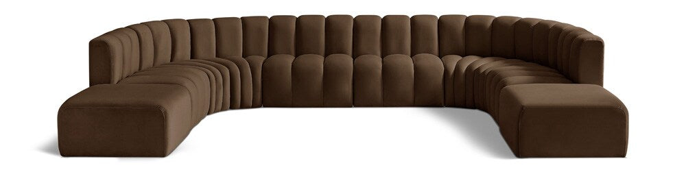 Meridian Furniture - Arc Brown Velvet Modular Sofa - 10Pc - 103Brown-S10A veiw 1