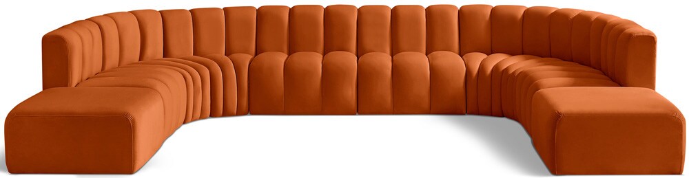 Meridian Furniture - Arc Cognac Velvet Modular Sofa - 10Pc - 103Cognac-S10A veiw 1