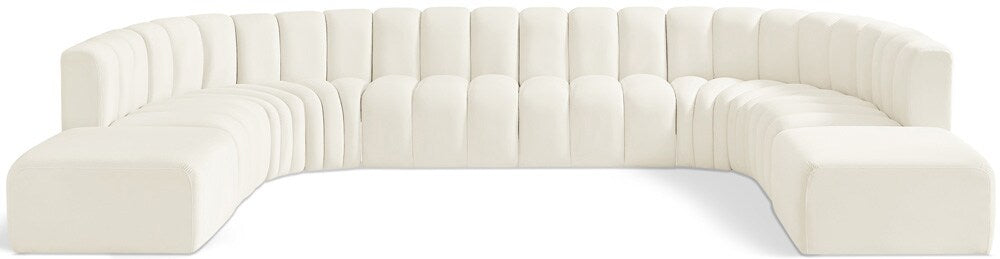 Meridian Furniture - Arc Cream Velvet Modular Sofa - 10Pc - 103Cream-S10A veiw 1