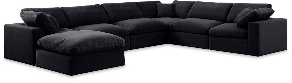 Meridian Furniture - Comfy Black Velvet Modular Sectional - 7Pc - 189Black-Sec7A veiw 1