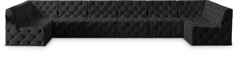 Meridian Furniture - Tuft Black Velvet Modular Sectional - 8Pc - 680Black-Sec8B veiw 1