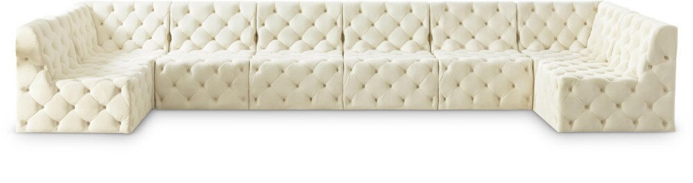 Meridian Furniture - Tuft Cream Velvet Modular Sectional - 8Pc - 680Cream-Sec8B veiw 1