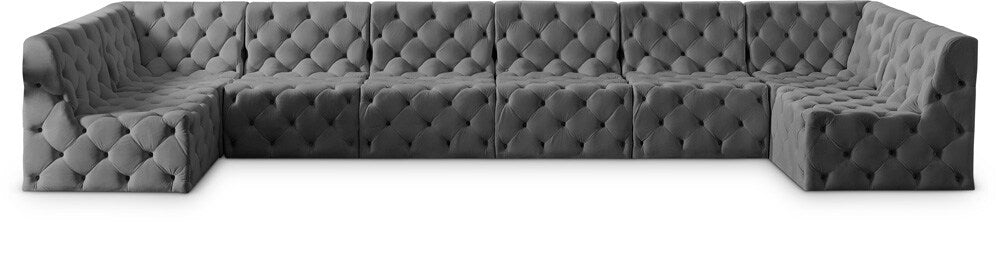 Meridian Furniture - Tuft Grey Velvet Modular Sectional - 8Pc - 680Grey-Sec8B veiw 1