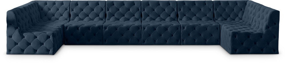 Meridian Furniture - Tuft Navy Velvet Modular Sectional - 8Pc - 680Navy-Sec8B veiw 1