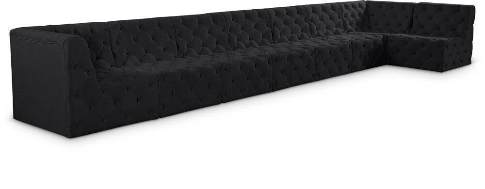 Meridian Furniture - Tuft Black Velvet Modular Sectional - 8Pc - 680Black-Sec8C veiw 1