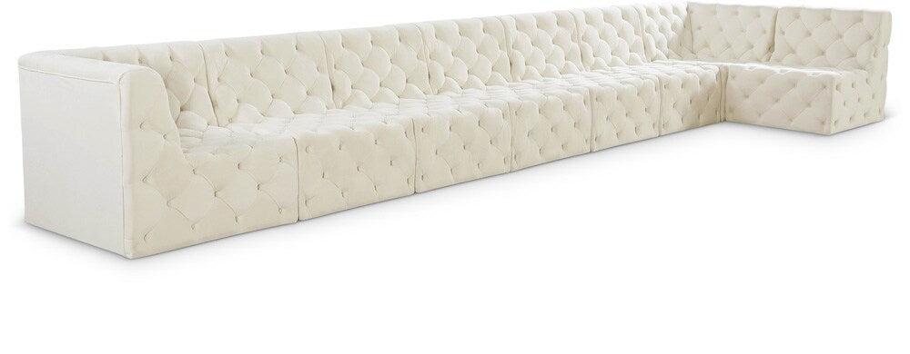 Meridian Furniture - Tuft Cream Velvet Modular Sectional - 8Pc - 680Cream-Sec8C veiw 1