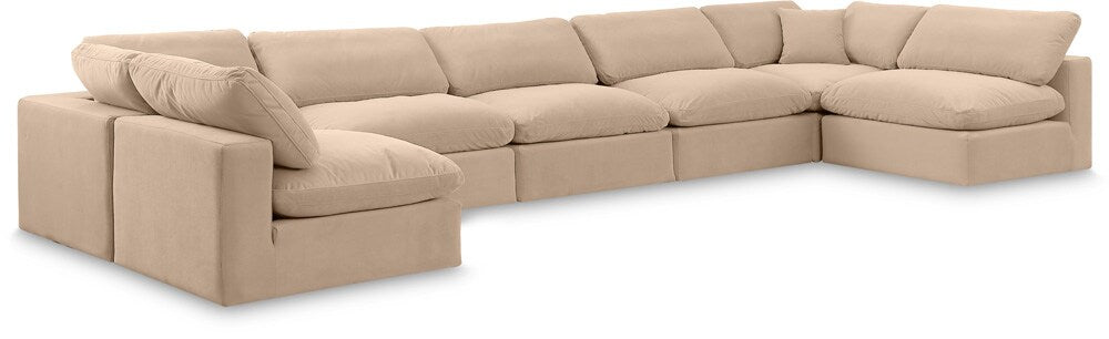Meridian Furniture - Comfy Beige Velvet Modular Sectional - 7Pc - 189Beige-Sec7B veiw 1
