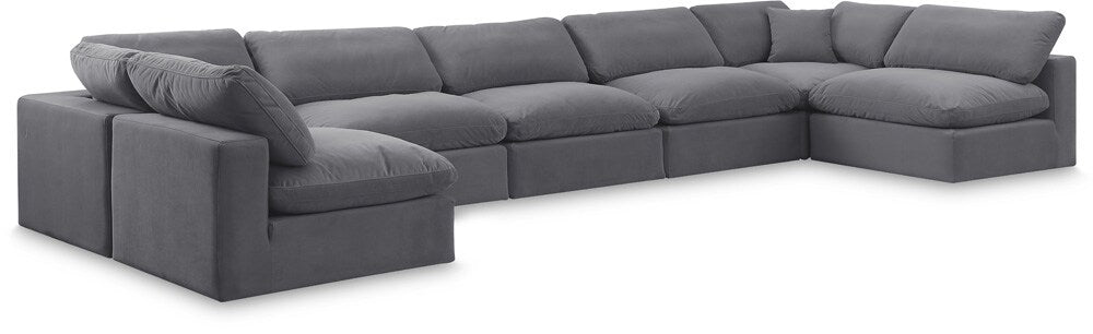 Meridian Furniture - Comfy Grey Velvet Modular Sectional - 7Pc - 189Grey-Sec7B veiw 1