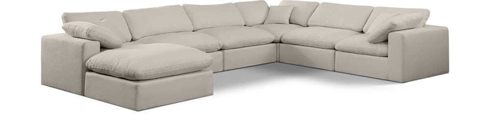 Meridian Furniture - Comfy Beige Linen Textured Fabric Modular Sectional - 7Pc - 187Beige-Sec7A veiw 1