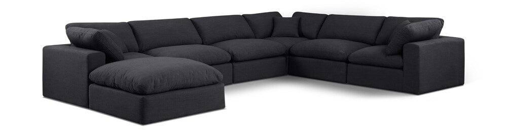 Meridian Furniture - Comfy Black Linen Textured Fabric Modular Sectional - 7Pc - 187Black-Sec7A veiw 1
