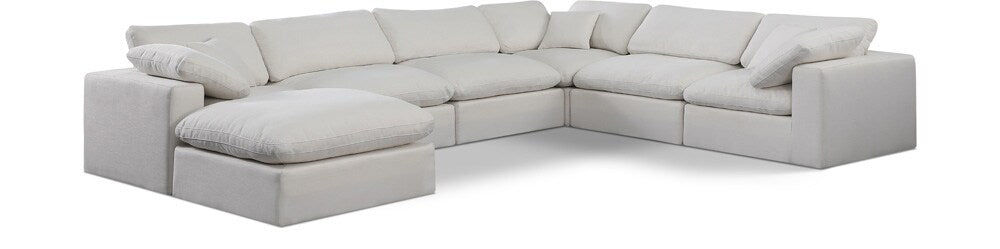 Meridian Furniture - Comfy Cream Linen Textured Fabric Modular Sectional - 7Pc - 187Cream-Sec7A veiw 1