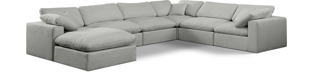 Meridian Furniture - Comfy Grey Linen Textured Fabric Modular Sectional - 7Pc - 187Grey-Sec7A veiw 1